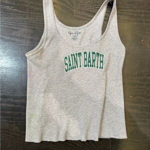 Brandy Melville Heather Gray Tank with Green Print